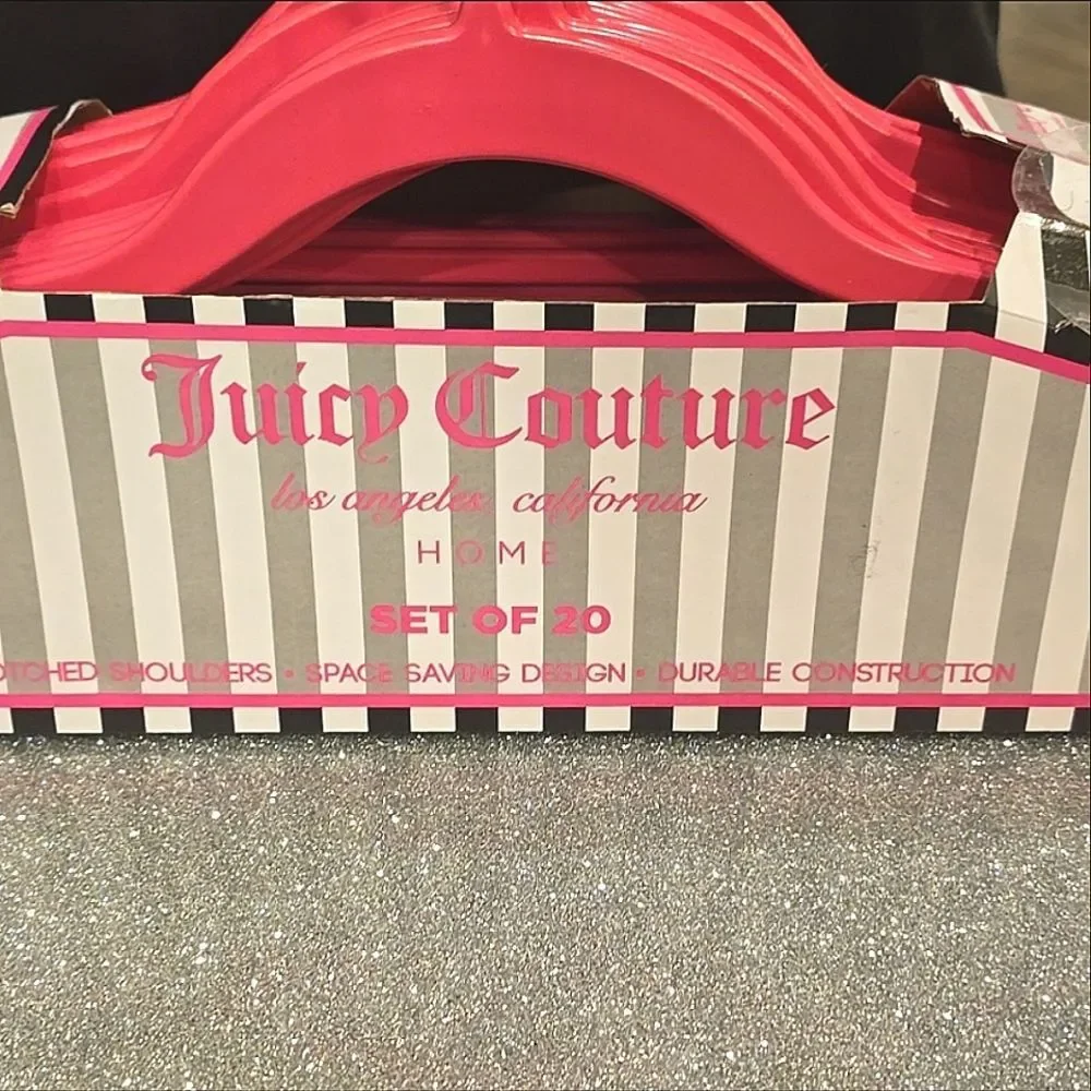 Juicy Couture Home Set of 20 Notched Shoulder Space Saving Clothes Hangers- Pink